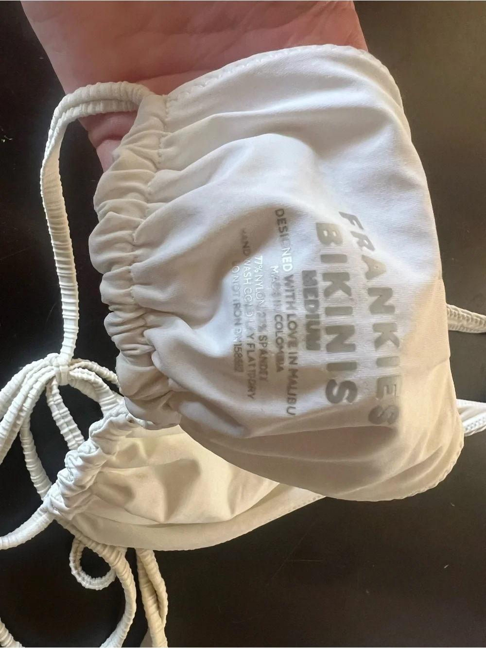 Frankie's Bikinis Cream Ribbed Halter Triangle Top